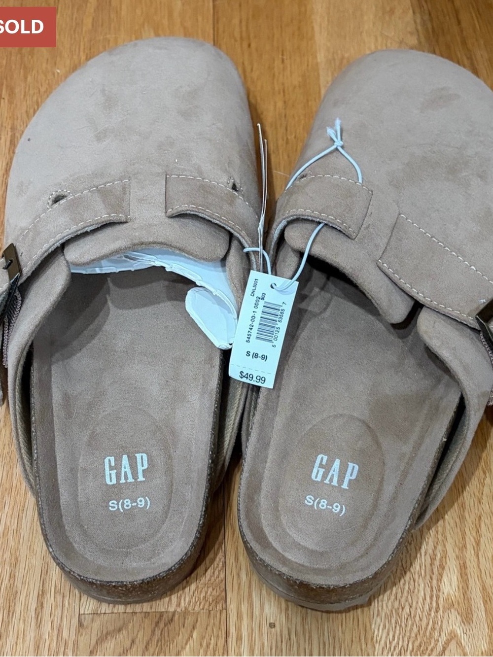 GAP Women's Taupe Suede Buckle Clogs